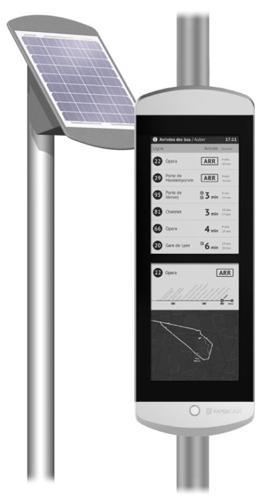 Solar Powered E-Paper Technology Screens for Real-Time Public Transport Information