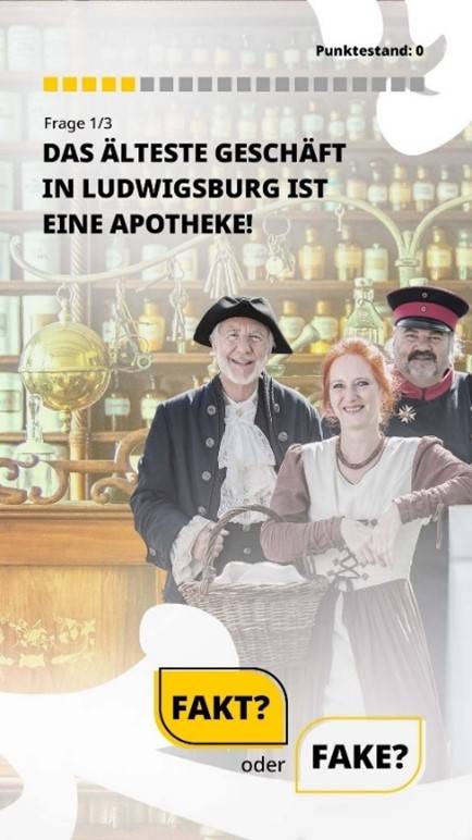 Quiz de la ville dans une vitrine interactive à Ludwigsburg