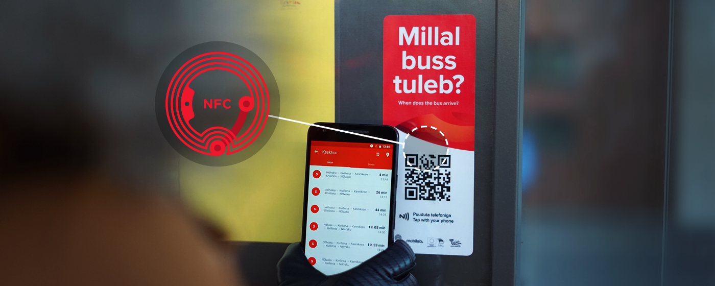 Transporte público inteligente: pegatinas NFC+QR para la ciudad inteligente de Tartu