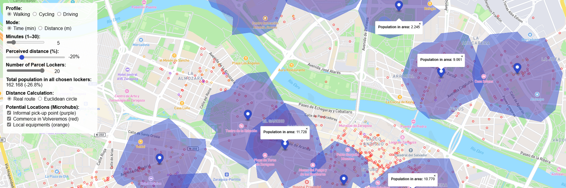 Localisation spatiale optimale des micro-pôles à Saragosse